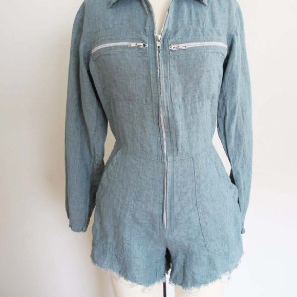 Jen's Pirate Booty Palmetto Romper XS Blue Bohemian Summer Cut Off Shorts - Picture 2 of 7